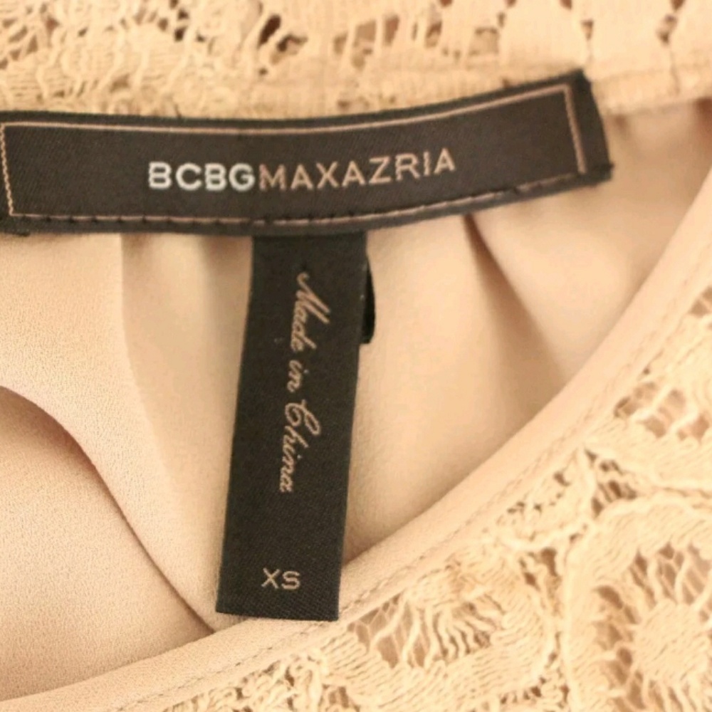 BCBG MAX AZRIA Boho Lace Bell Sleeve Dress XS Tan - Picture 6 of 6